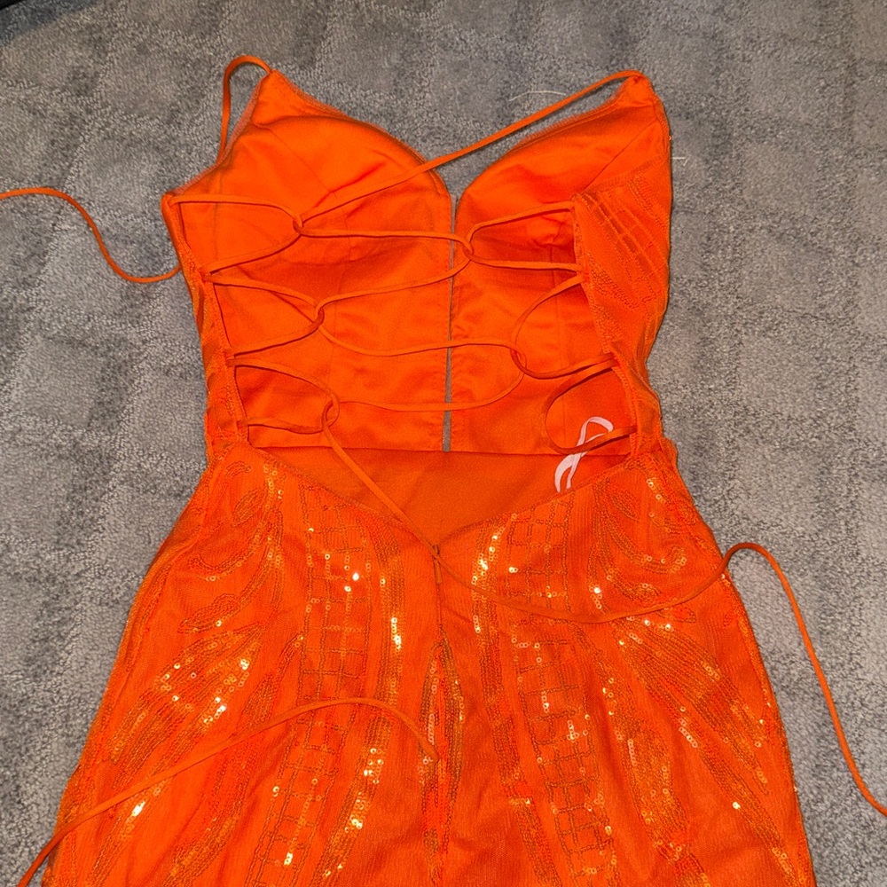 Vibrant Orange Women's Dress - Picture 4 of 7